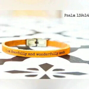 I AM FEARFULLY & WONDERFULLY MADE PSALM 139:14 bracelet Leather stainless steel